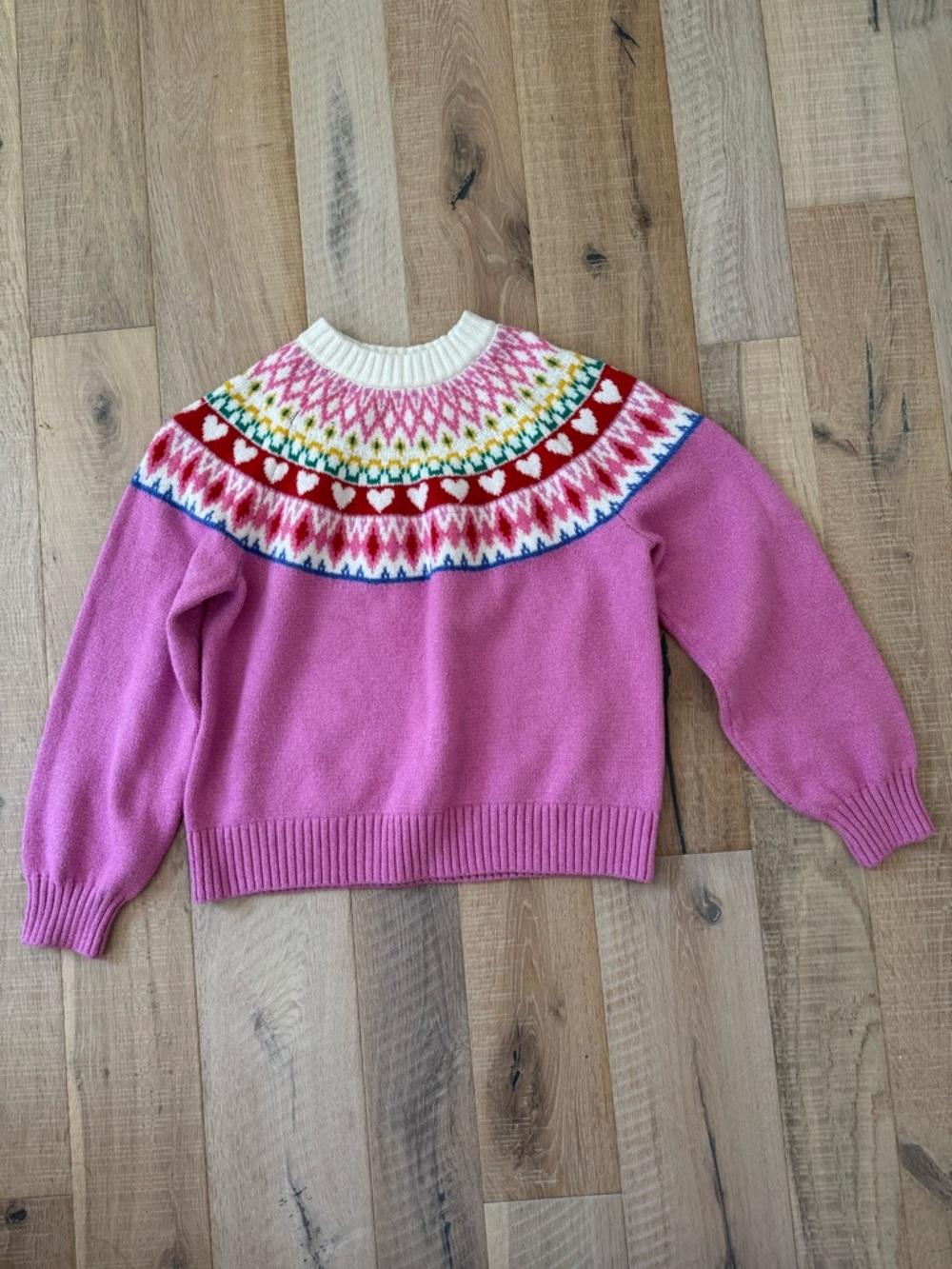 Old Navy Pink Fair Isle Yoke Sweater size XL 14-16